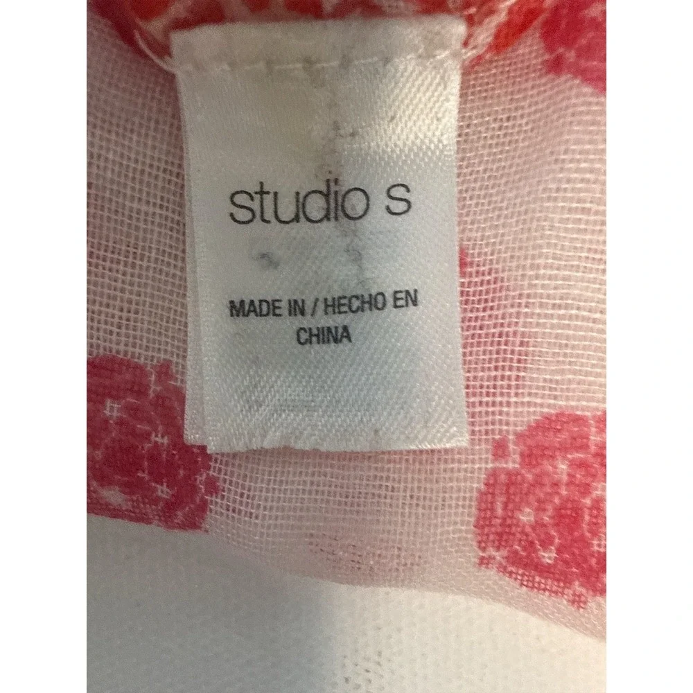 Studio S Red White Paisley Pom Pom Infinity Scarf Boho Resort Garden Party‎ OS